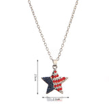 Cubic Zirconia Diamond American Flag Star Pendent Necklace