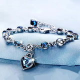 Ocean Heart Love Heart-shaped Peach Austria Crystal Zircon Ladies Bracelet