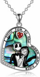 JAKE & SALLY NIGHTMARE BEFORE CHRISTMAS HEART PENDANT NECKLACE