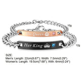 Stainless Steel His Queen/Her King Her Beast/His Beauty Couple Bracelet Lovers Matching Chain Bangle