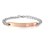 Stainless Steel His Queen/Her King Her Beast/His Beauty Couple Bracelet Lovers Matching Chain Bangle