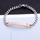 Stainless Steel His Queen/Her King Her Beast/His Beauty Couple Bracelet Lovers Matching Chain Bangle