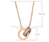 Rose Gold stainless steel Clavicle Chain Double Ring Holder Necklace