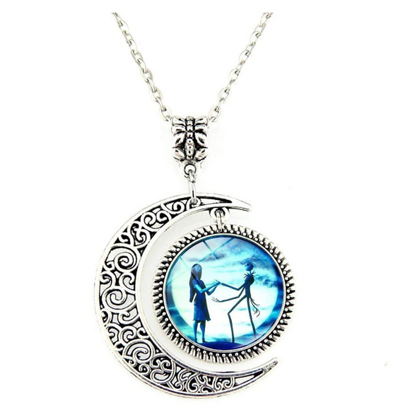Crescent Necklace Jack And Sally Nightmare Before Christmas Moon Pendant