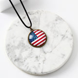 American Flag  Glass Cameo Cabochon Pendant Necklace