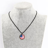 American Flag  Glass Cameo Cabochon Pendant Necklace