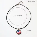 American Flag  Glass Cameo Cabochon Pendant Necklace