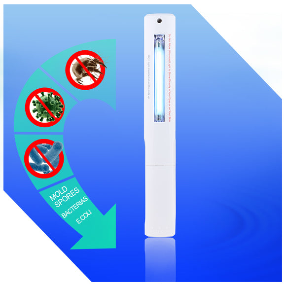 Portable UV-C Wand Sanitizer, use 4 x AA batteries, FDA and EPA Registered