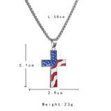 American Flag Patriotic Cross Enamel Pendant Necklace