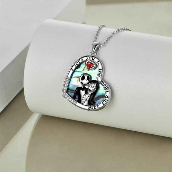 JAKE & SALLY NIGHTMARE BEFORE CHRISTMAS HEART PENDANT NECKLACE