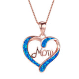 MOM Heart Crystal Rhinestone Pendant Necklace