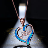 MOM Heart Crystal Rhinestone Pendant Necklace