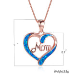 MOM Heart Crystal Rhinestone Pendant Necklace