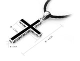 Black Enameled 925 Sterling Silver Christ Cross Pendent Necklace