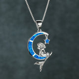 Mermaid Crescent Moon and Star Pendent Necklace