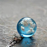 Marble Glass Earth or Crescent Moon Pendent Necklace