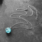 Marble Glass Earth or Crescent Moon Pendent Necklace