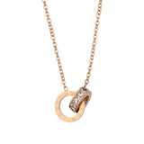 Rose Gold stainless steel Clavicle Chain Double Ring Holder Necklace