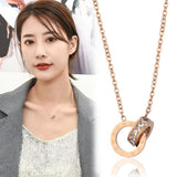 Rose Gold stainless steel Clavicle Chain Double Ring Holder Necklace